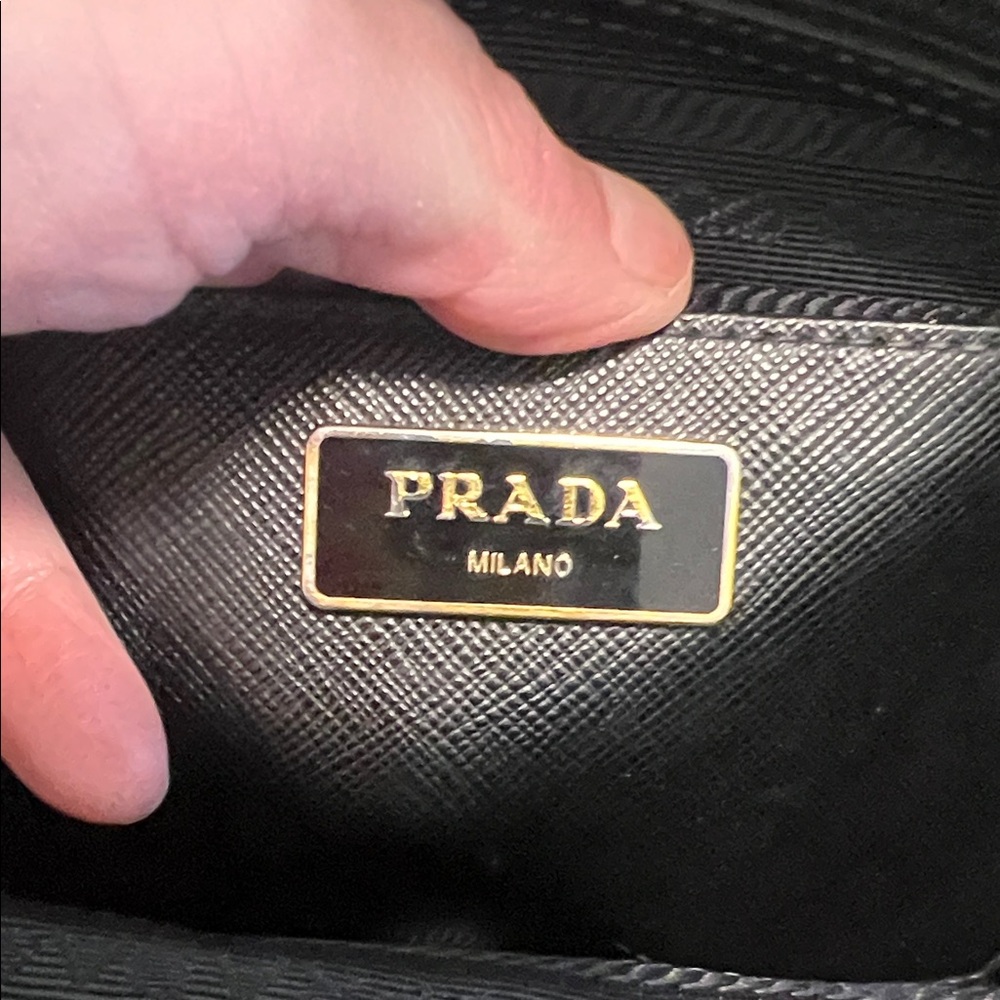 Prada Black Leather Satchel with Gold Accents - Picture 8 of 10